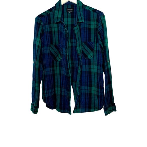 Button up Flannel Shirt Cotton On Blue Green - Picture 1 of 6